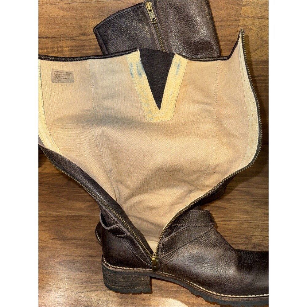 Vintage LL BEAN Calf hi Brown leather BOOTS womens 7.5 Made in Brazil-Zipper - Picture 14 of 16